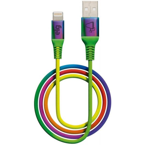 Cabo Lightning USB ELG L810RB Nylon trançado (1 metro) Rainbow