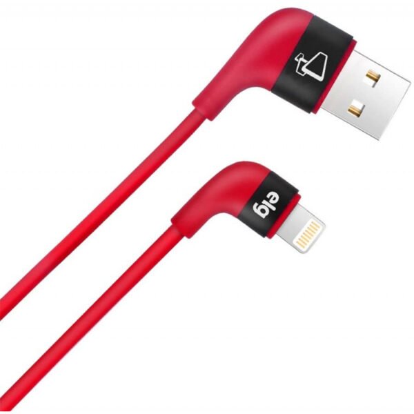 Cabo Lightning USB ELG XFT810RD Emborrachado Conector 90° (1 metro) Vermelho