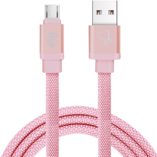 Cabo Micro USB ELG CNV510PK Tecido Canvas (1 metro) Rosa