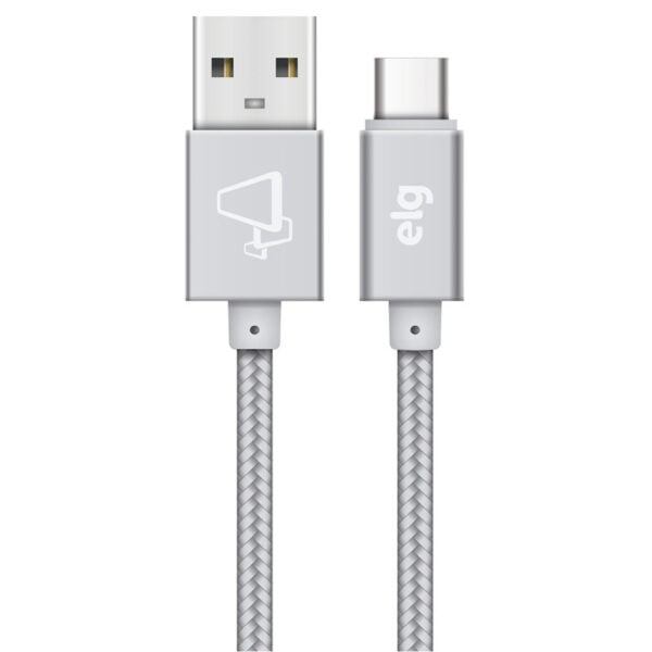 Cabo USB-C ELG TC10BSRG Malha de Nylon 3A 15W (1 metro) Prata