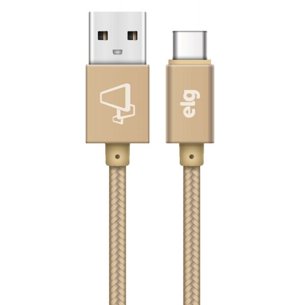 Cabo USB-C ELG TC20BG Nylon Reforçado 3A 15W (1 metro) Dourado