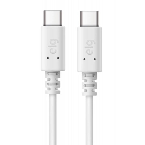 Cabo USB-C ELG TC2TC Injetado em PVC 3A 15W (1 metro) Branco