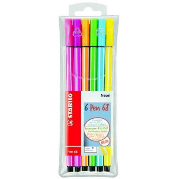 Caneta Pen 68 Stabilo Neon 6806-1 (6 Cores)