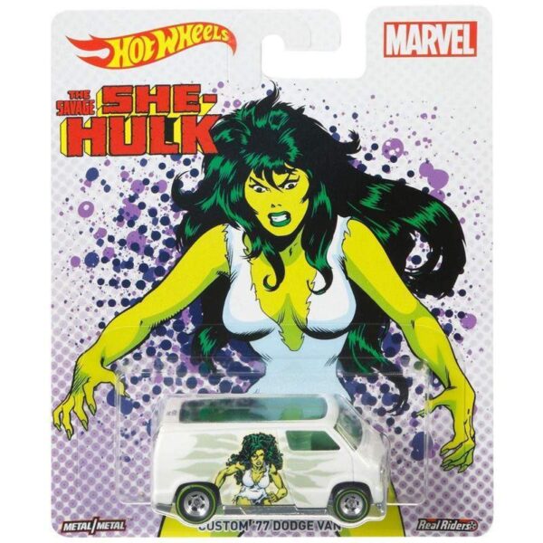 Carrinho HotWheels Mattel She Hulk Custom '77 Dodge Van DWH30