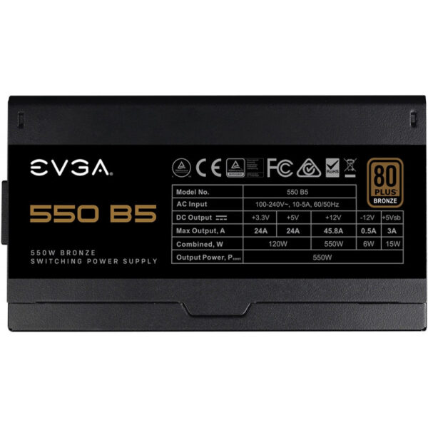 Fonte para Gabinete EVGA 550W B5 80 Plus Bronze 220-B5-0550-V1