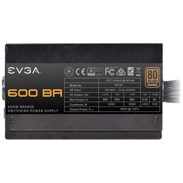 Fonte para Gabinete EVGA 600W BA 80 Plus Bronze 100-BA-0600-K1