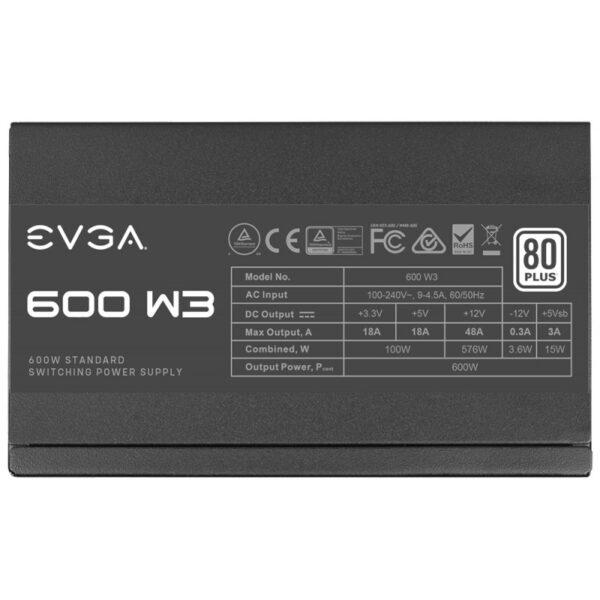 Fonte para Gabinete EVGA 600W W3 80 Plus White 100-W3-0600-K1