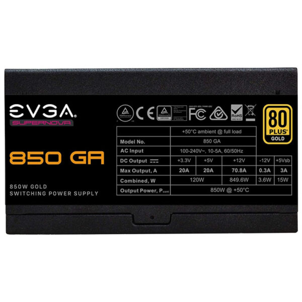 Fonte para Gabinete EVGA 850W GA SuperNova 80 Plus Gold 220-GA-0850-X1 Modular