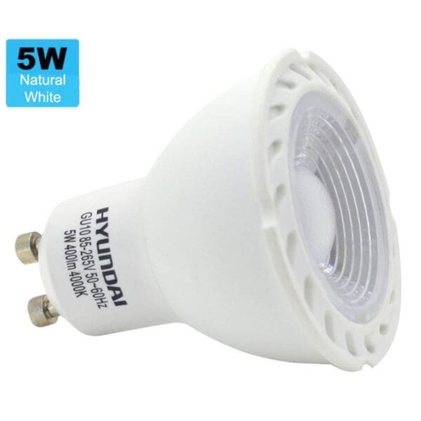 Lâmpada LED Hyundai GU10 Natural 5W 400 Lumens 4000K (Fria)