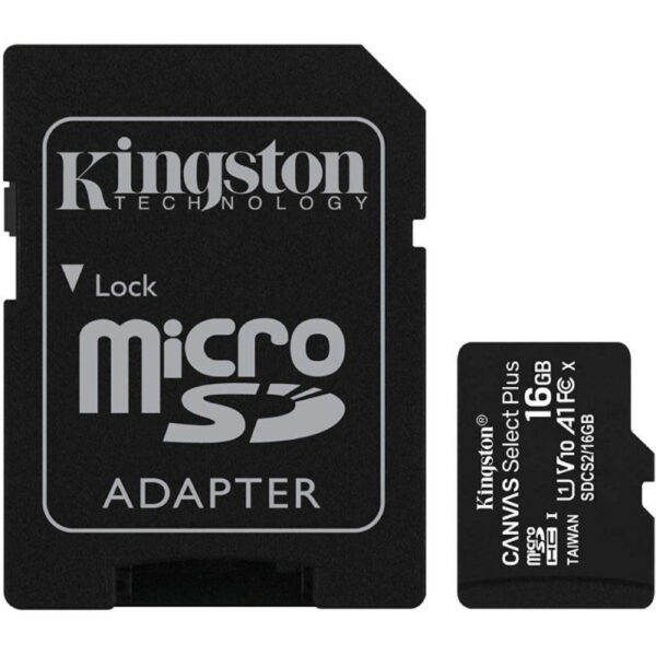 Memoria Micro SD Kingston 16GB Canvas Select Plus 2x1 - 100Mb/s