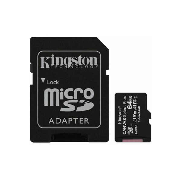 Memoria Micro SD Kingston 64GB Canvas Select Plus 2x1 - 100Mb/s