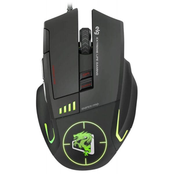 Mouse Gamer ELG MGSP Sniper Pro 6.400 DPI USB com Fio