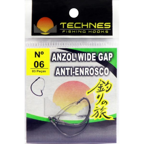 Anzol Techines Wide Gap Anti-Enrosco N° 06 (3 Pçs)