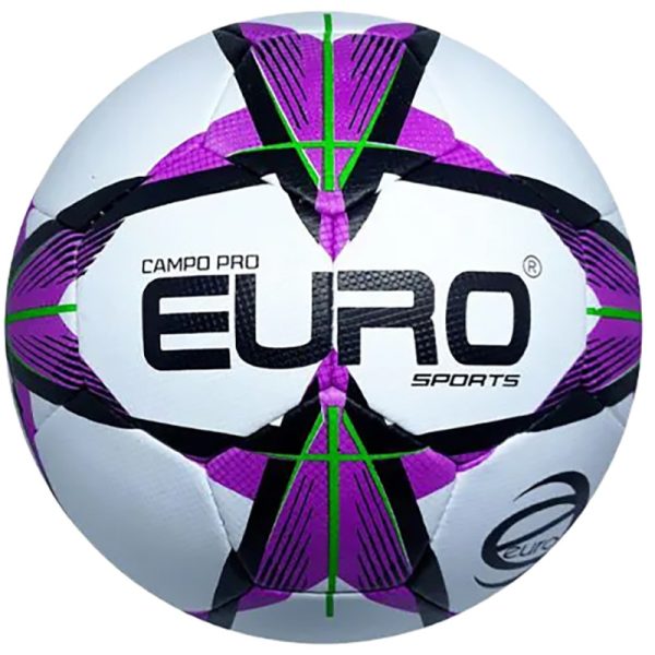 Bola de Futebol Euro NEE0053 Campo Pro Branco/Roxo - N° 5