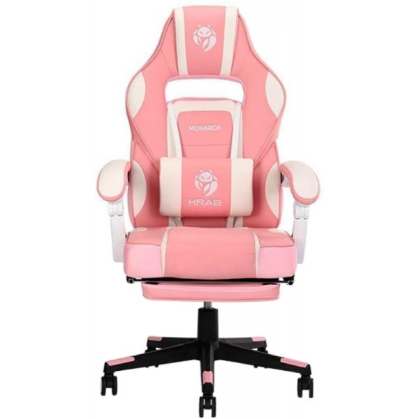 Cadeira Gaming Krab Monarch KBGC10 2D Branco/Rosa