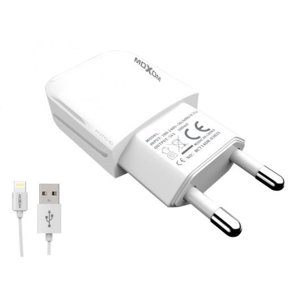 Carregador de parede Moxom MX-HC70 Lightning + 1x USB-A (1 metro)