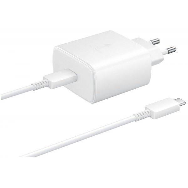 Carregador Samsung EP-TA845XW Fast Charging + Cabo USB-C Branco 45W