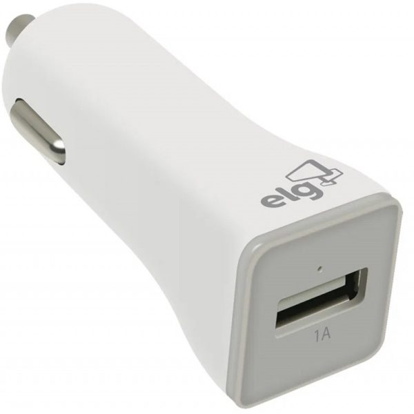 Carregador Veicular ELG CC1SBR Policarbonato anti-chama 1x USB 1A - Branco