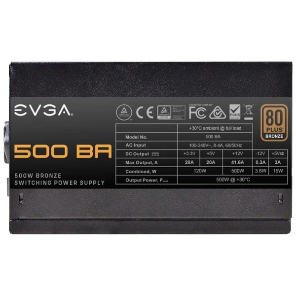 Fonte para Gabinete EVGA ATX 500W 500BA 80 Plus Bronze 100-BA-0500-K1