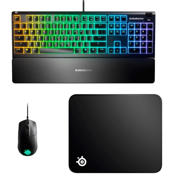 Kit 3 em 1 SteelSeries Level UP Gaming Bundle Apex 3/ Rival 3/ QcK Medium - 66016