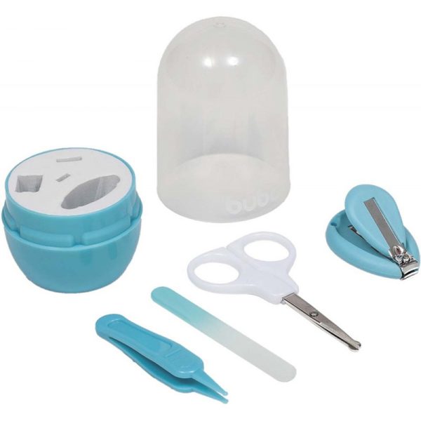 Kit cuidado tesora corta unhas lixa e pinça Buba 09801 (azul)