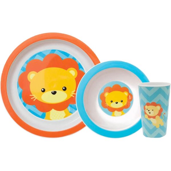 Kit prato + copo animal fun leao Buba 10734 (3 Peças)