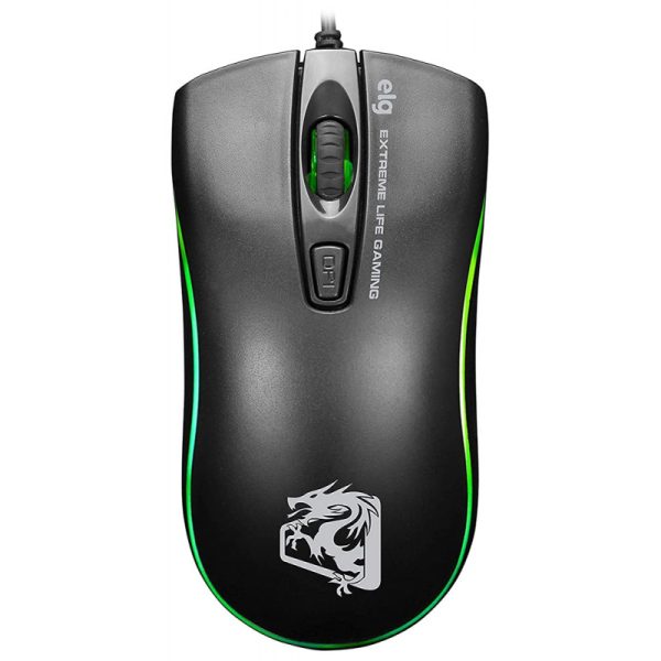 Mouse Gamer ELG Dragon War MGDW RGB 4 botões 2400dpi - Preto