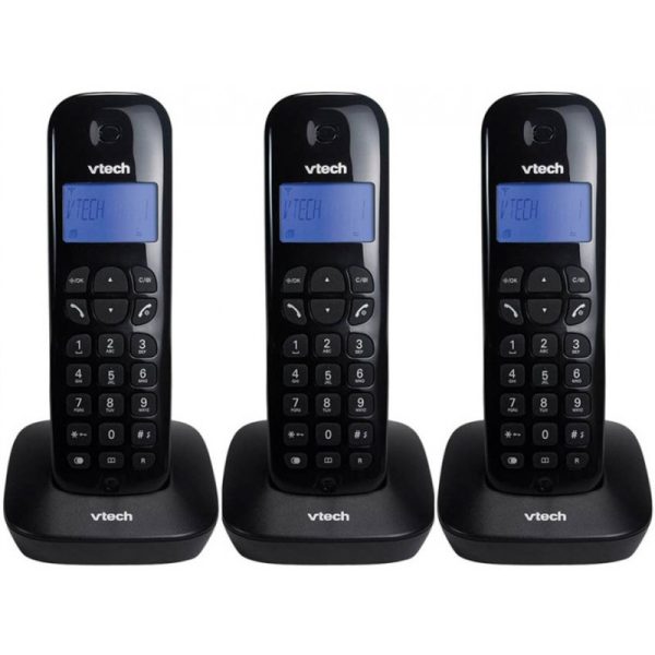 Telefone VTECH Sem Fio VT680 - 3 Bases Preto - Bivolt