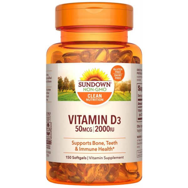 Vitamina D3 Sundown Naturals 50MCG/2000IU (150 Cápsulas)